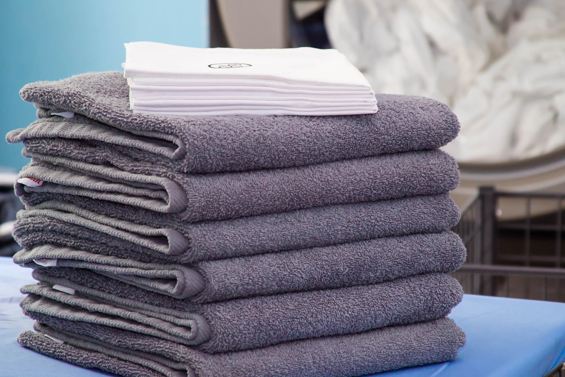 Złożone ręczniki z bliska